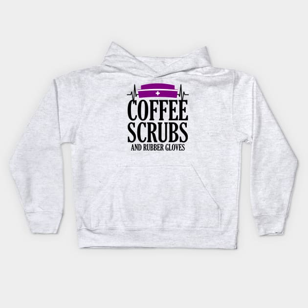 Coffee Scrubs and Rubber Gloves Kids Hoodie by colorsplash